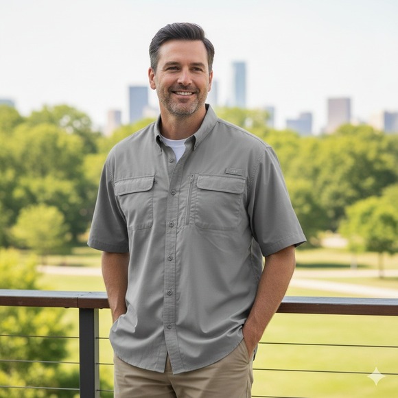 Duluth Trading Co Other - Duluth Trading Co Men's Short Sleeve Button Up Shirt Coolplus Gray - Size 3XL